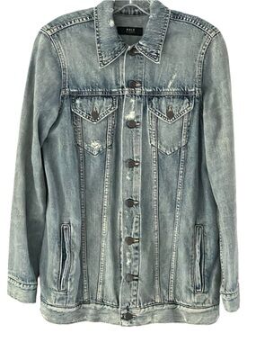 Able Merly Denim Jacket Distressed Light Wash Button Front Women's Small